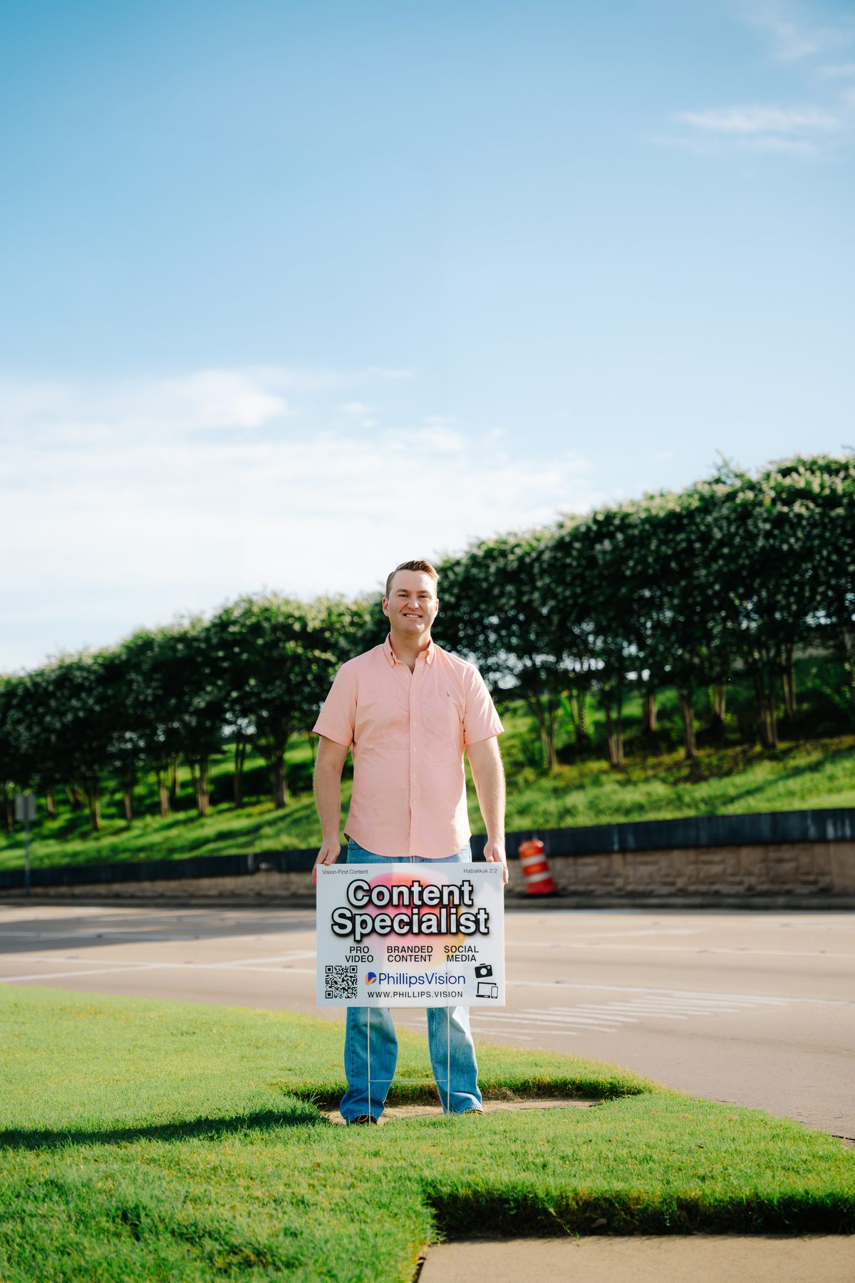 Travis Phillips with a Phillips Vision yard sign in
Katy, TX